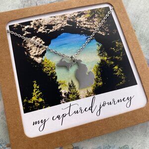 NWT My Captured Journey Silver Mini Michigan Necklace